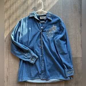 Vintage star bedazzled chambray top size L